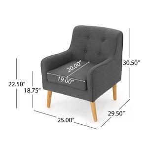 Modern Arm Chair With Tufted Back And Wooden Legs by Couch.com