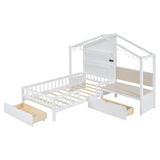 House Bed With Upholstered Sofa, Wireless Charging Station, Shelves And 2 Drawers by Couch.com