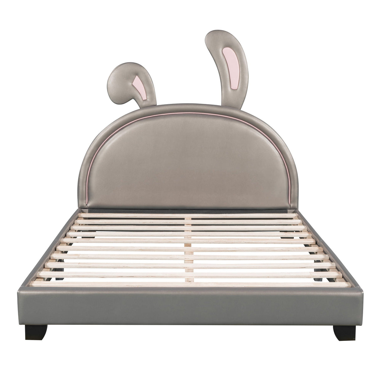 Upholstered Leather Platform Bed With Rabbit Ornament by Couch.com