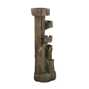 Rustic Decorative Tree Trunk 5 Tier Water Fountain, With Light And Pump, For Indoor And Outdoor - Brown by Couch.com