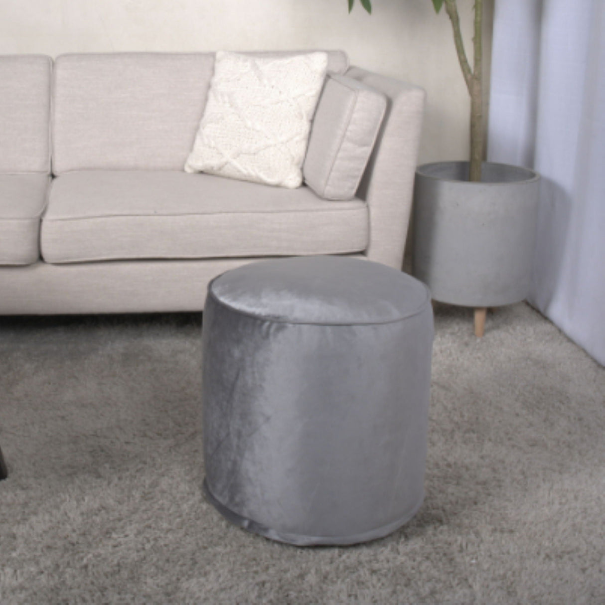 Shimon - Cylinder Pouf Ottoman And Floor Cushion by Couch.com