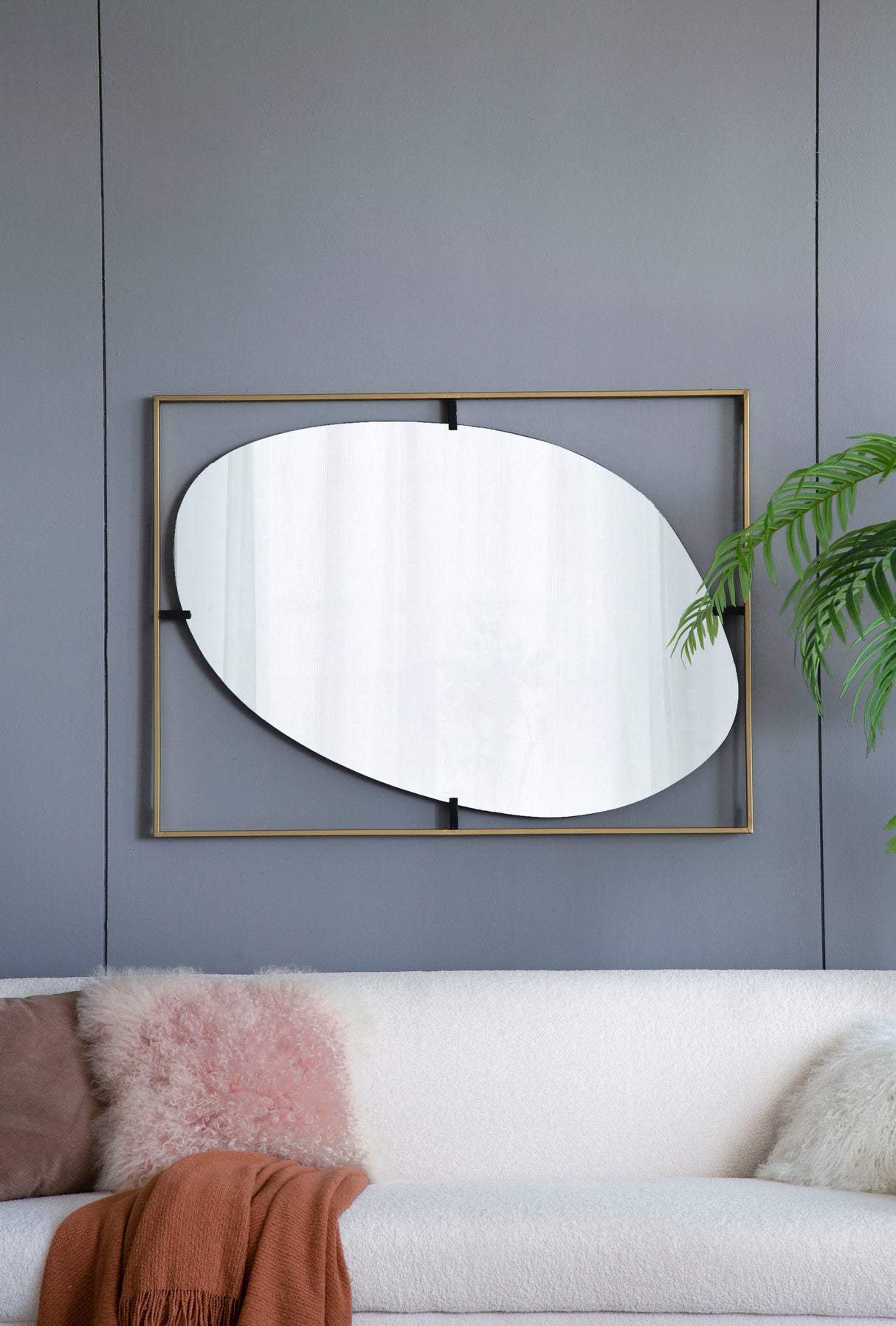 Poppy Mirror With Metal Frame Contemporary Design For Bathroom, Entryway Wall Decor by Couch.com
