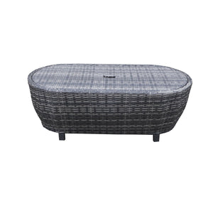 Modern Outdoor Wicker Oval Coffee Table With Storage - Black Tourmaline by Couch.com