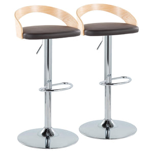 Grotto - Mid Century Modern Adjustable Height Barstool & Swivel With Oval Footrest (Set of 2) by Couch.com