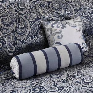 12 Piece Comforter Set with Cotton Bed Sheets Navy King