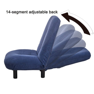 Single Sofa Reclining Japanese Chair Lazy Sofa Tatami Balcony Adjustable Chair - Navy Blue by Couch.com