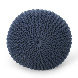 Bordeaux Knitted Cotton Round Pouf Ottoman Floor Cushion