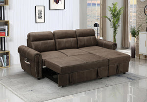 Hugo - Reversible Sleeper Sectional Sofa Chaise With USB Charger - Brown by Couch.com