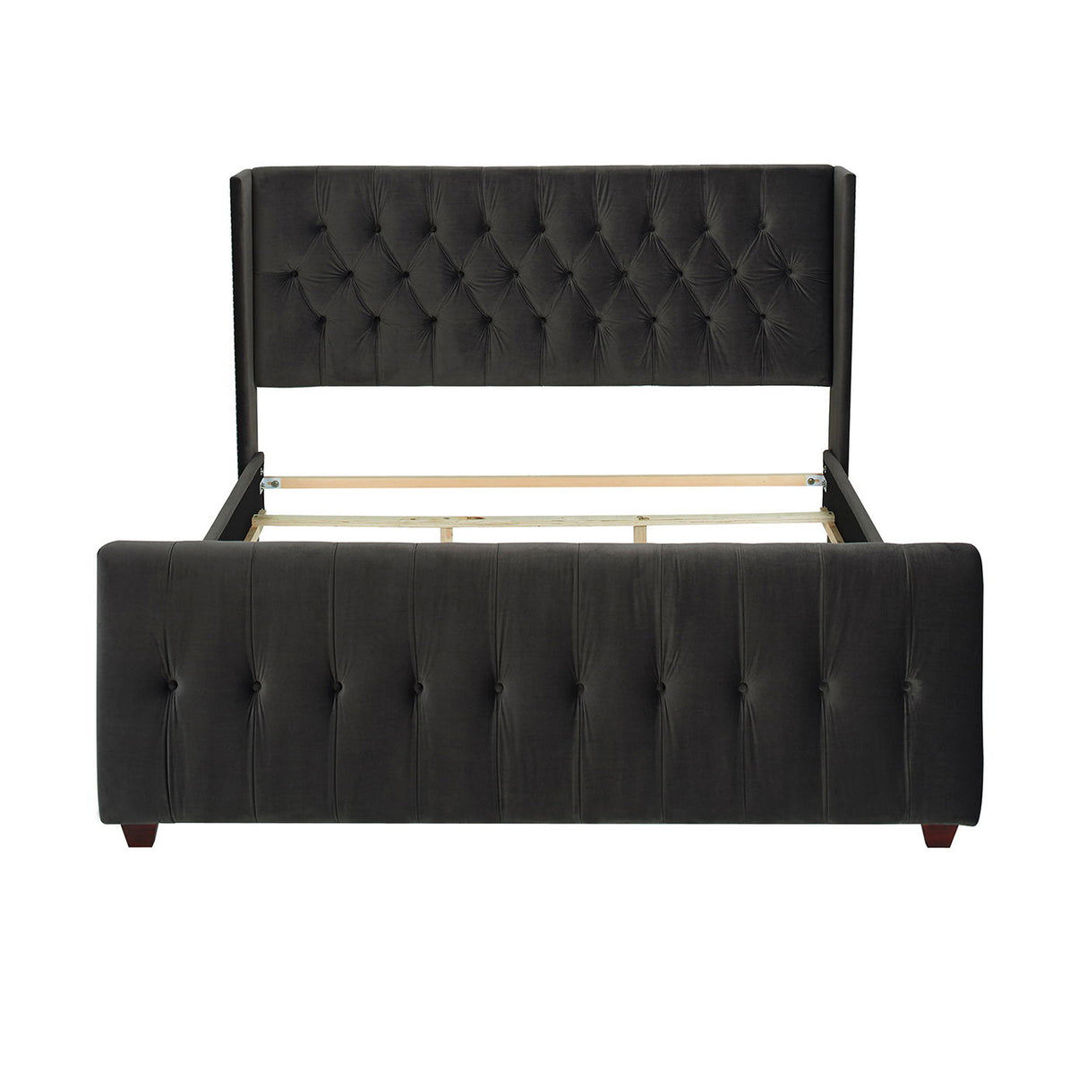 David - King Tufted Wingback Bed - Dark Charcoal Gray by Couch.com