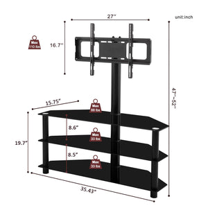 Multi-Function TV Stand Height Adjustable Bracket Swivel 3 Tier - Black by Couch.com