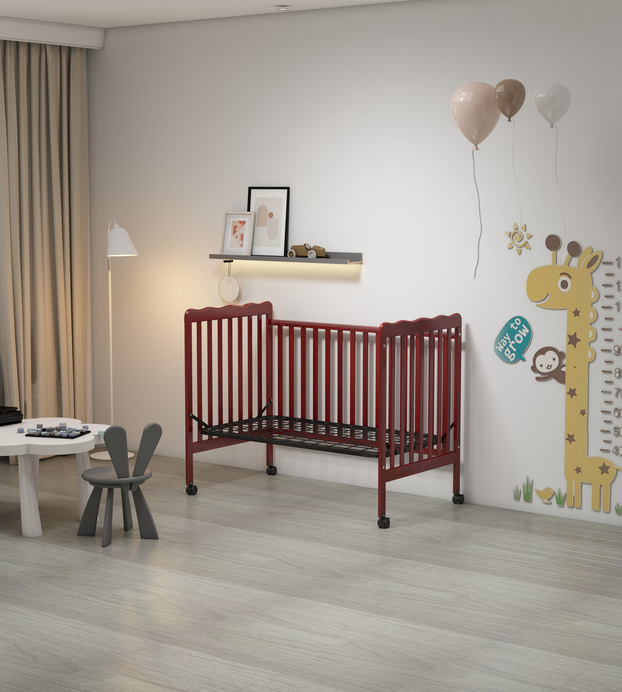 Crib 3 In 1 Convertible, Made Of Sustainable Pinewood, Non Toxic Finish, Comes With Locking Wheels, Wooden Nursery Furniture by Couch.com