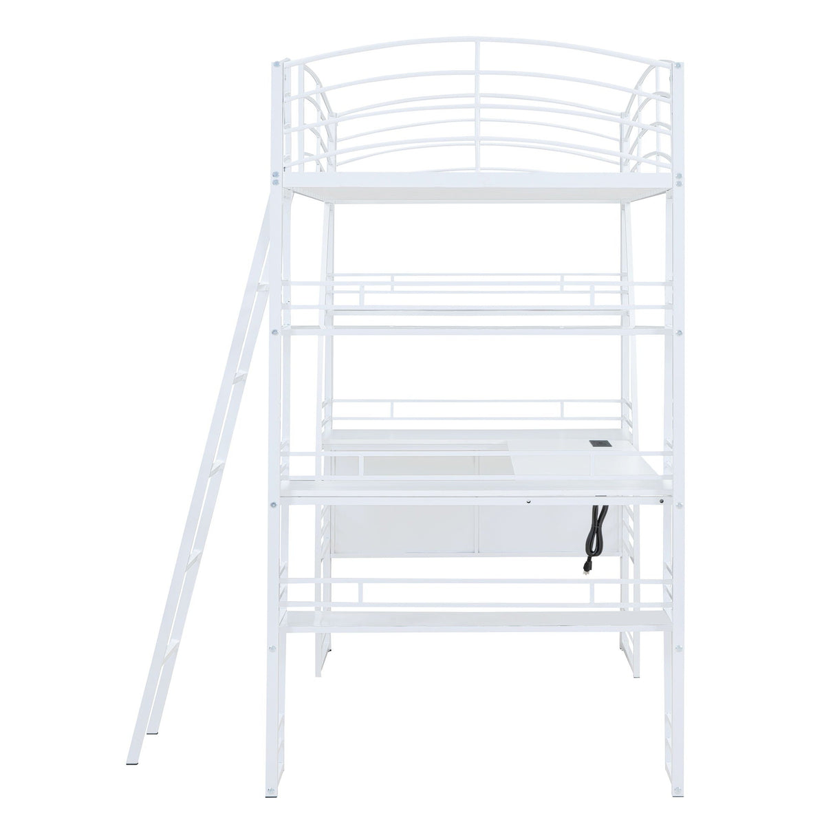 Loft Bed With 4 Layers Of Shelves And L-Shaped Desk, Stylish Metal Frame Bed With A Set Of Sockets, USB Ports And And Wireless Charging by Couch.com