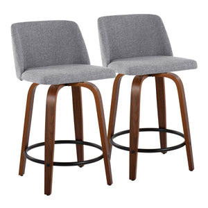 Toriano - Mid Century Modern, Fixed Height Counter Stool & Swivel And Round Footrest (Set of 2) by Couch.com