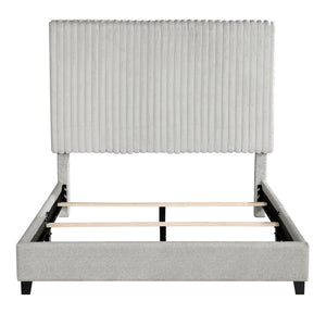 Queen Size Minky Stone Upholstered Platform Bed by Couch.com