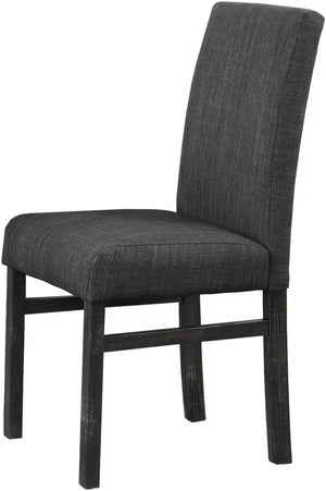 5 Piece Transitional Dining Room Set 48" Wood Dining Table with 4 Upholstered Side Chairs Charcoal Finish