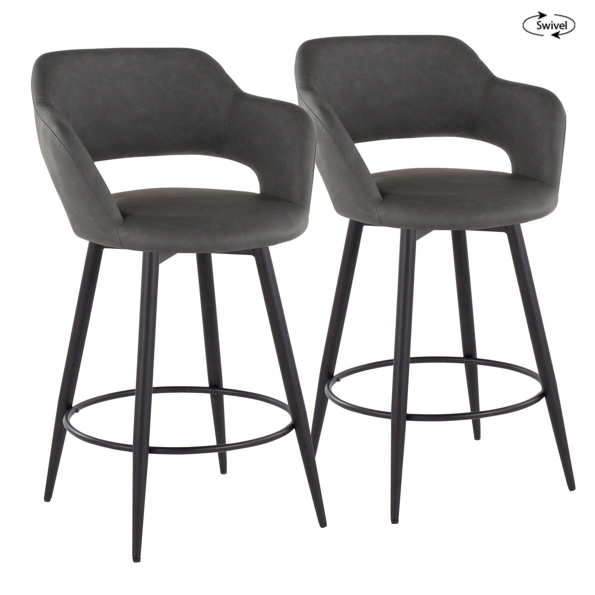 Margarite - Contemporary Fixed Height Counter Stool With Swivel With Round Footrest (Set of 2) by Couch.com
