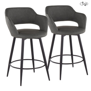Margarite - Contemporary Fixed Height Counter Stool With Swivel With Round Footrest (Set of 2) by Couch.com