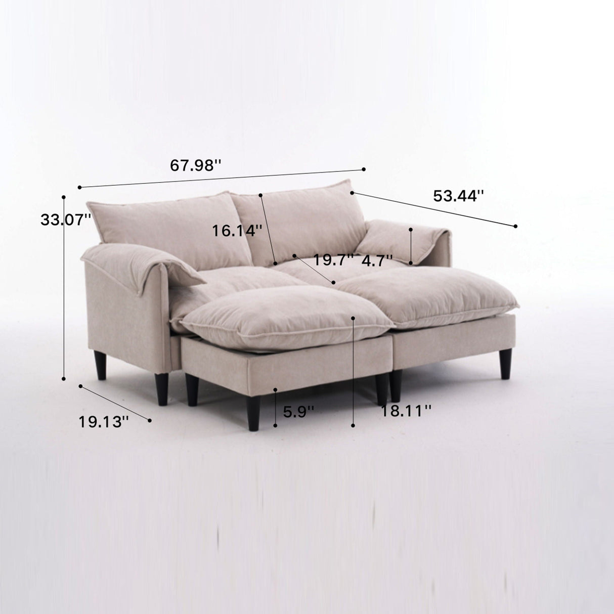 Convertible Combination Sofa With Footstools With Storage by Couch.com