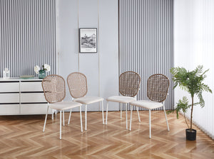 5 Pieces Dining Set, Table Metal Leg Mid-Century Dining Table For 4 - 6 People With MDF Table Top, Pedestal Dining Table, Table Leisure Coffee Table - White by Couch.com