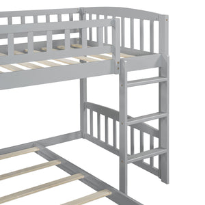 Twin Over Twin Classic Bunk Bed With Slide And Ladder - Gray by Couch.com