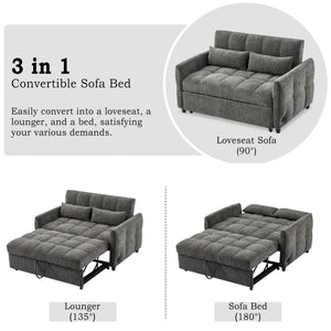 Loveseat Sofa Pull-Out Bed With Adjustable Backrest, 3 USB Ports And 2 Lumbar Pillows For Living Room by Couch.com
