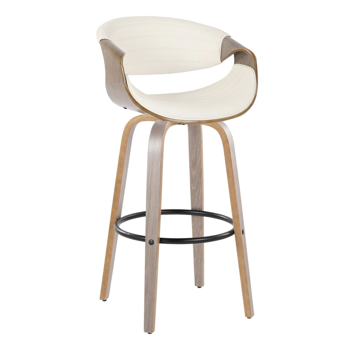 Symphony - Mid-Century Modern Fixed Height Barstool With Swivel With Round Footrest (Set of 2) by Couch.com