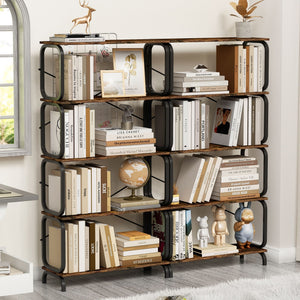 5 Tier Industrial Bookshelf, Tall Bookcase With Open Design, Vintage Storage Organizer by Couch.com