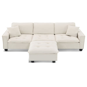 Modern Convertible Sectional L Shaped Reversible Couch Set With Free Pillows 4 Seat Suede Sleeper Sofa With Ottoman by Couch.com