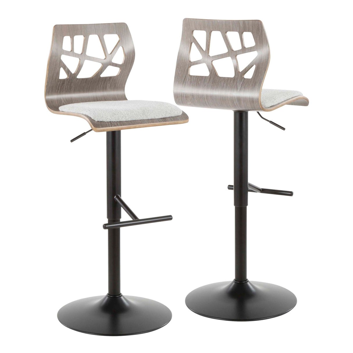 Folia - Mid Century Modern Adjustable Barstool With Swivel & Rounded T Footrest (Set of 2) by Couch.com