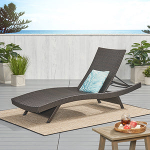 Mysticism Outdoor Chaise Lounge With Adjustable Backrest And Foldable Legs - Brown Multi by Couch.com