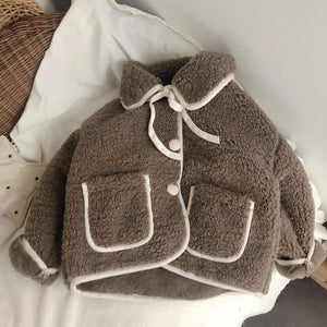 Lamb Wool Baby Turn-down Collar Coat Children's Thickened Cotton-padded