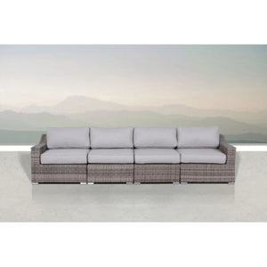 Contemporary Outdoor Rattan Wicker Sectional Seating Group With Cushions