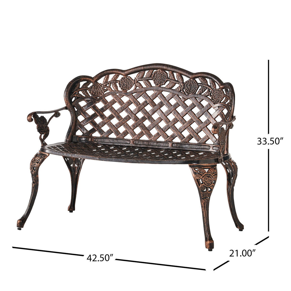 Lucia - Outdoor Garden Bench - Copper by Couch.com