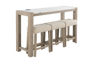 Vanilla - Real Marble Sofa Table With Power And 3 Stools - Beige / Natural by Couch.com