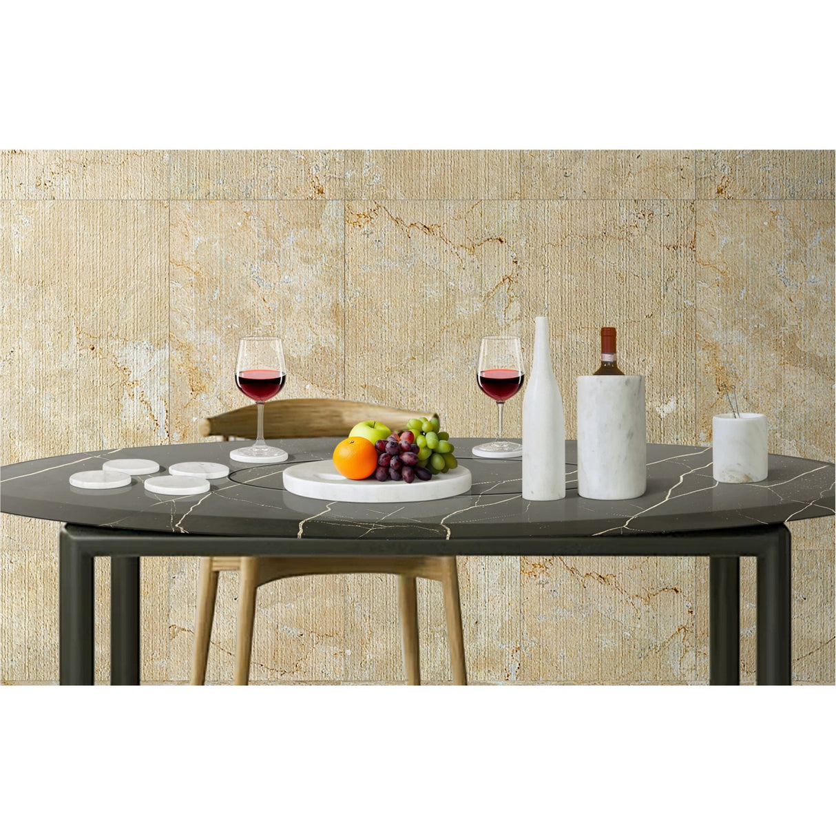 10 Pieces Luxury Natural Marble Dining Room Accessories Set by Couch.com