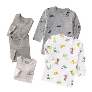 Autumn Children's Cartoon Printed Home Long-sleeved Top T-shirt Mixed Color Five Pieces