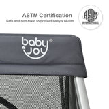 Lightweight Foldable Baby Playpen w/ Carry Bag-Dark Gray