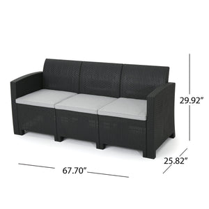 Velvora - Outdoor Wicker Set With 3 Seater Sofa, 2 Club Chairs, Coffee Table And Cushions - Brown by Couch.com