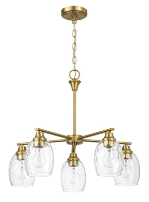 Elegance 5 Lights Linear Arms With Chain Chandelier - Clear / Gold by Couch.com