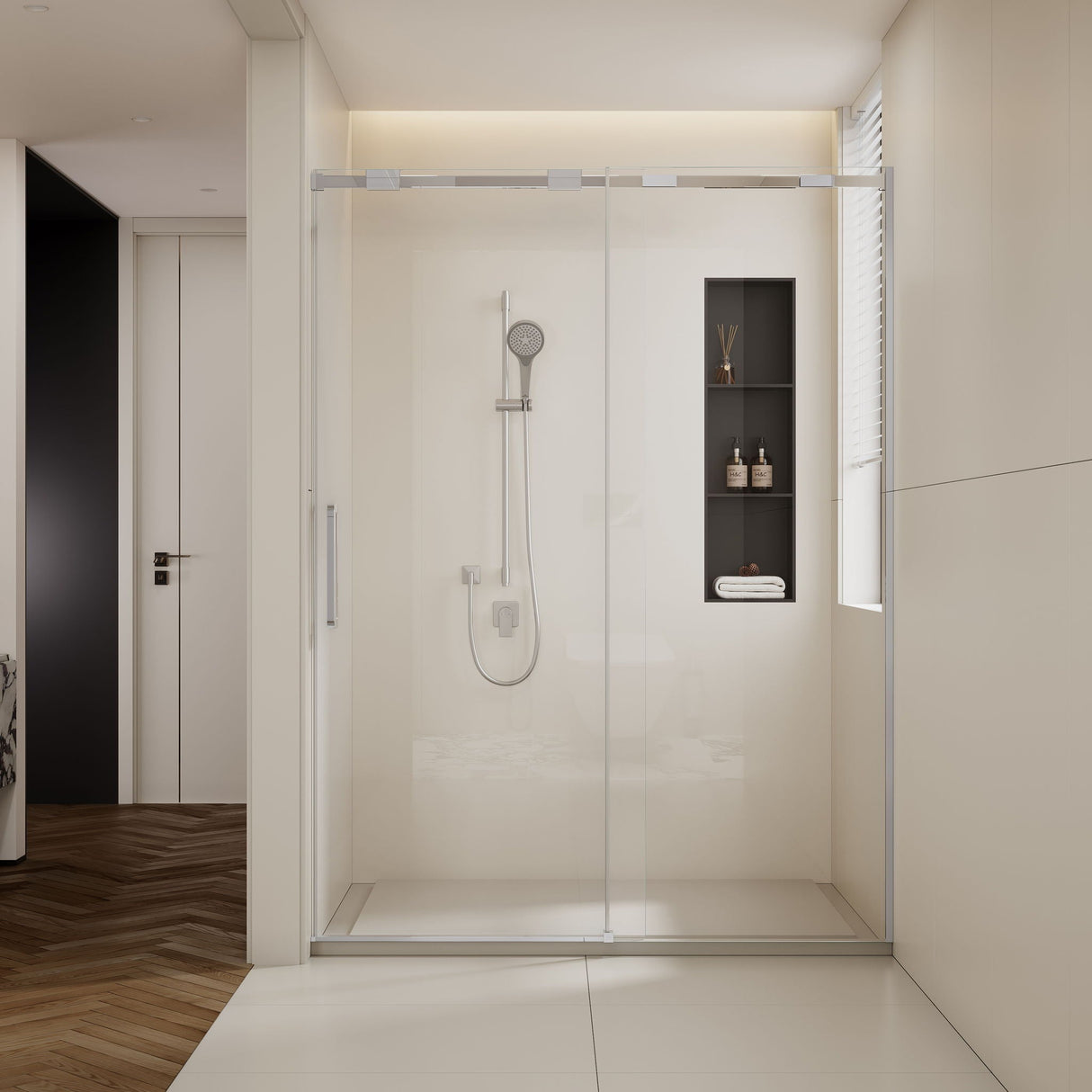 Semi-Frame Single Sliding Shower Door With Clear Tempered Glass by Couch.com