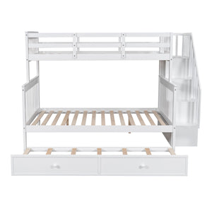 Bunk Bed With Twin Size Trundle, Storage And Guard Rail For Bedroom by Couch.com