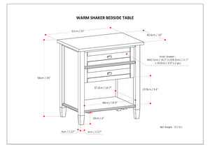 Warm Shaker Bedside Table - Black