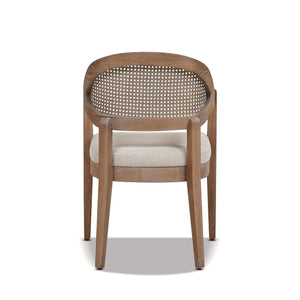 Americana - Mid-Century Modern Cane Back Dining Chair Textured Weave - Taupe Beige by Couch.com
