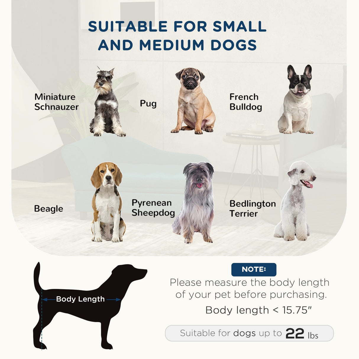 PawHut Elevated Pet Sofa Bed for Small and Medium Dogs
