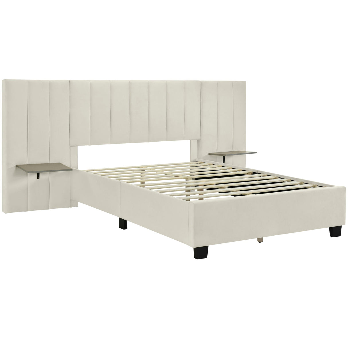 Upholstered Platform Bed With Big Headboard by Couch.com
