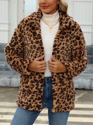 Beautiful Red Women Drop Shoulder Fuzzy Button-Up Jacket Soft And Comfortable Casual Fit Jacket
