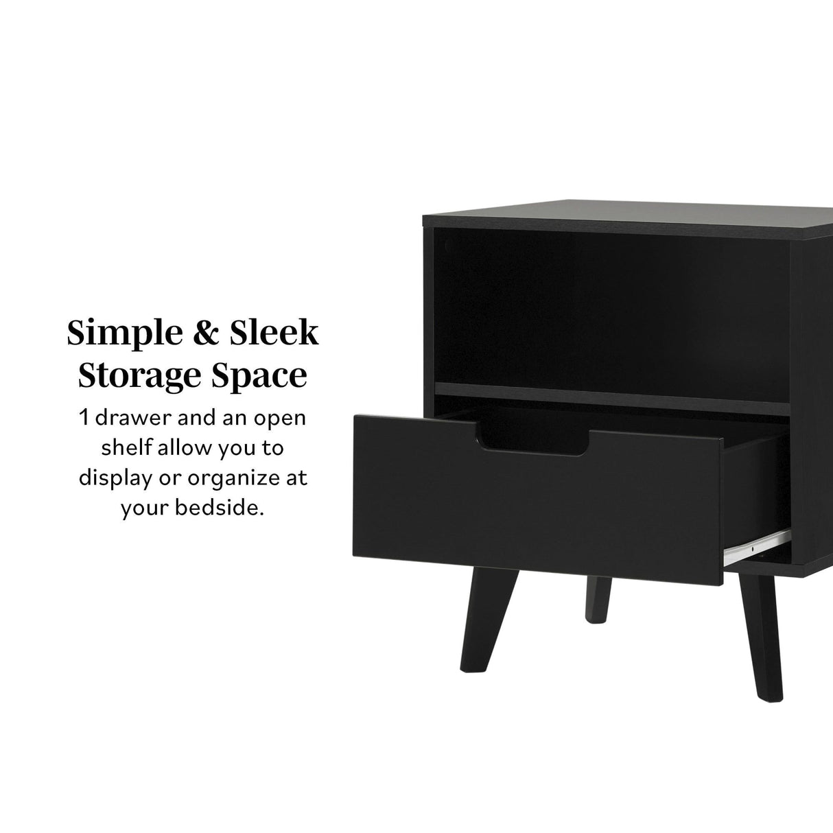 Modern 1 Drawer Nightstand With Open Cubby by Couch.com