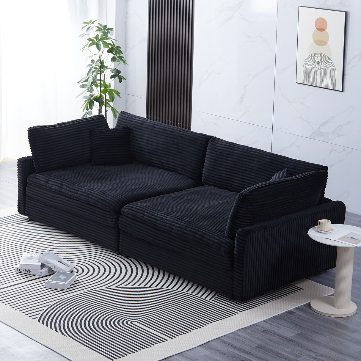 2 Throw Pillows, Four Backrests, Opening Up A New Style For The Living Room's Casual Area - Black by Couch.com