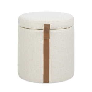Brandy - Round Upholstered Storage Ottoman With Leather Accent by Couch.com