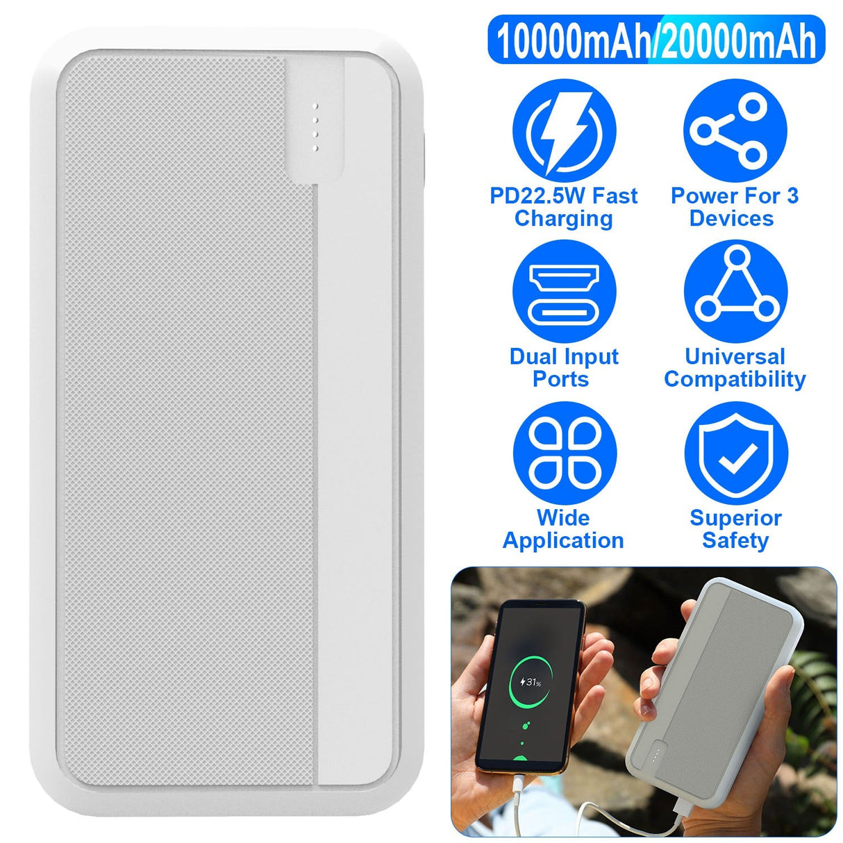 10000mAh PD22.5W Fast Charging Power Bank by DirectDeals